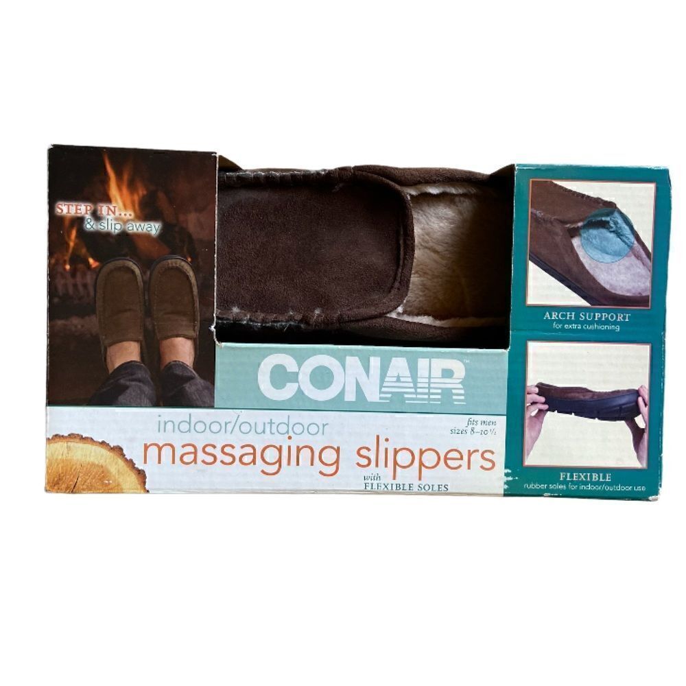 NWB Conair Massaging Brown Slipper Slip On Size 8-10